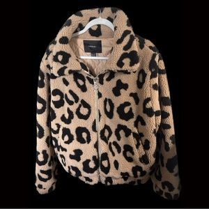Cheetah Print Fuzzy Plus Sized Jacket